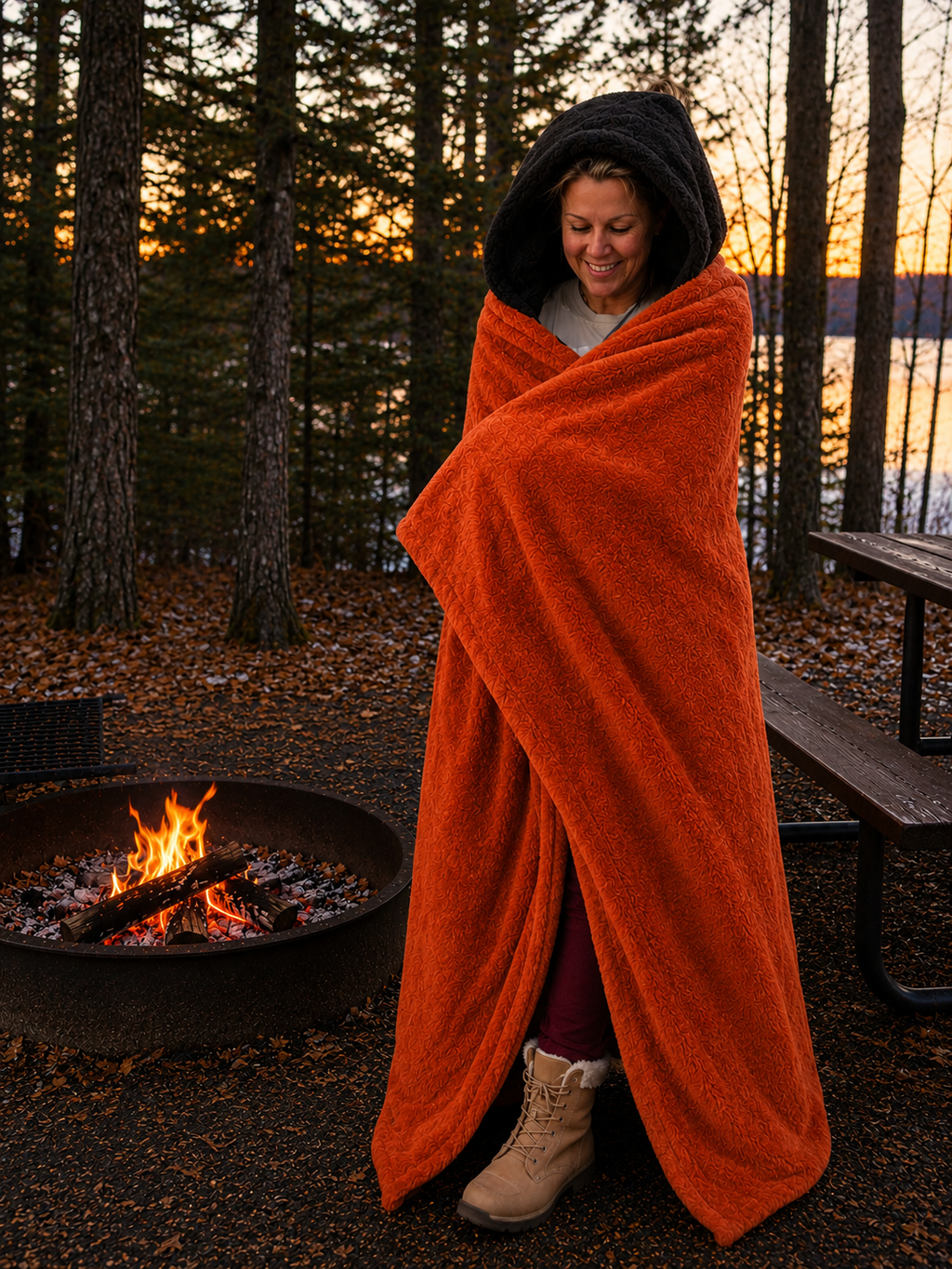 Camouflage and Orange Stadium blanket