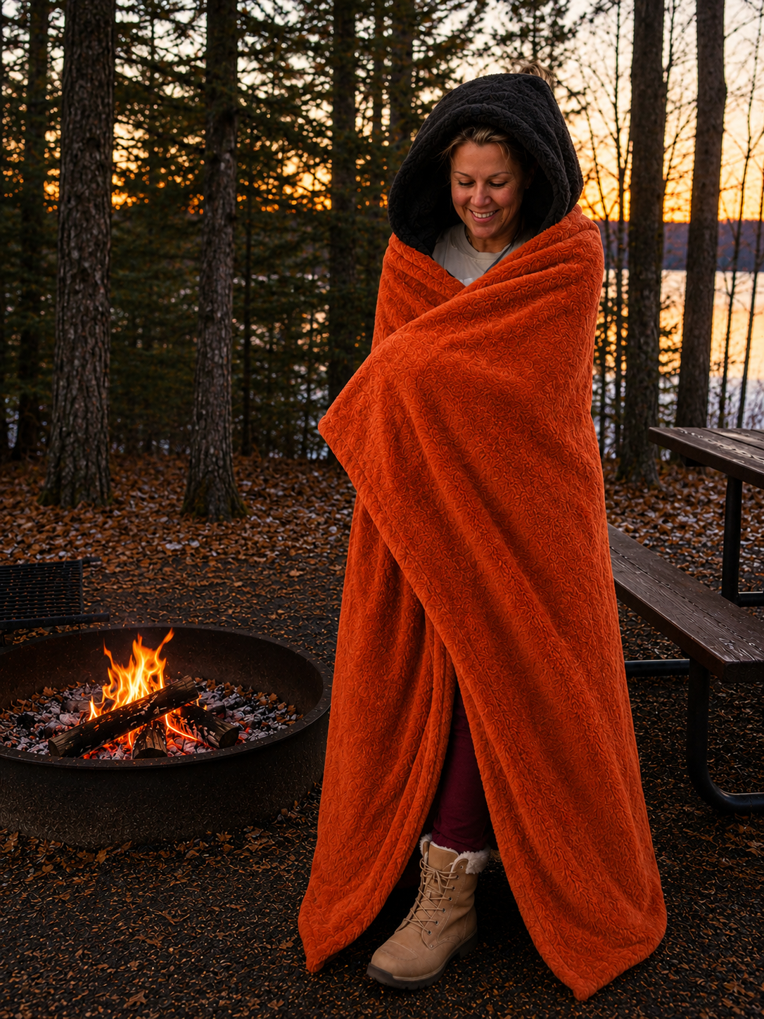 Camouflage and Orange Stadium blanket