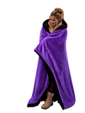 Purple Faux Fur and Black Sherpa Stadium blanket