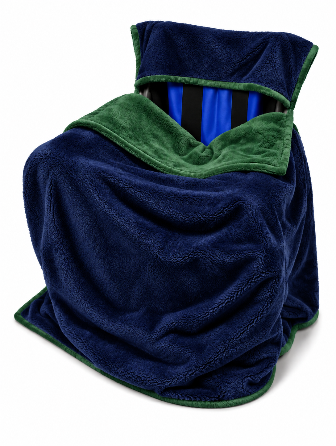 Green Faux Fur with Navy Blue Faux Fur