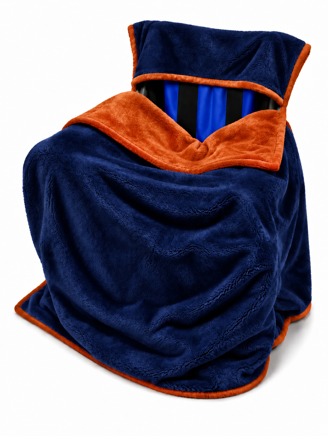 Navy Blue Faux Fur with Orange Faux Fur