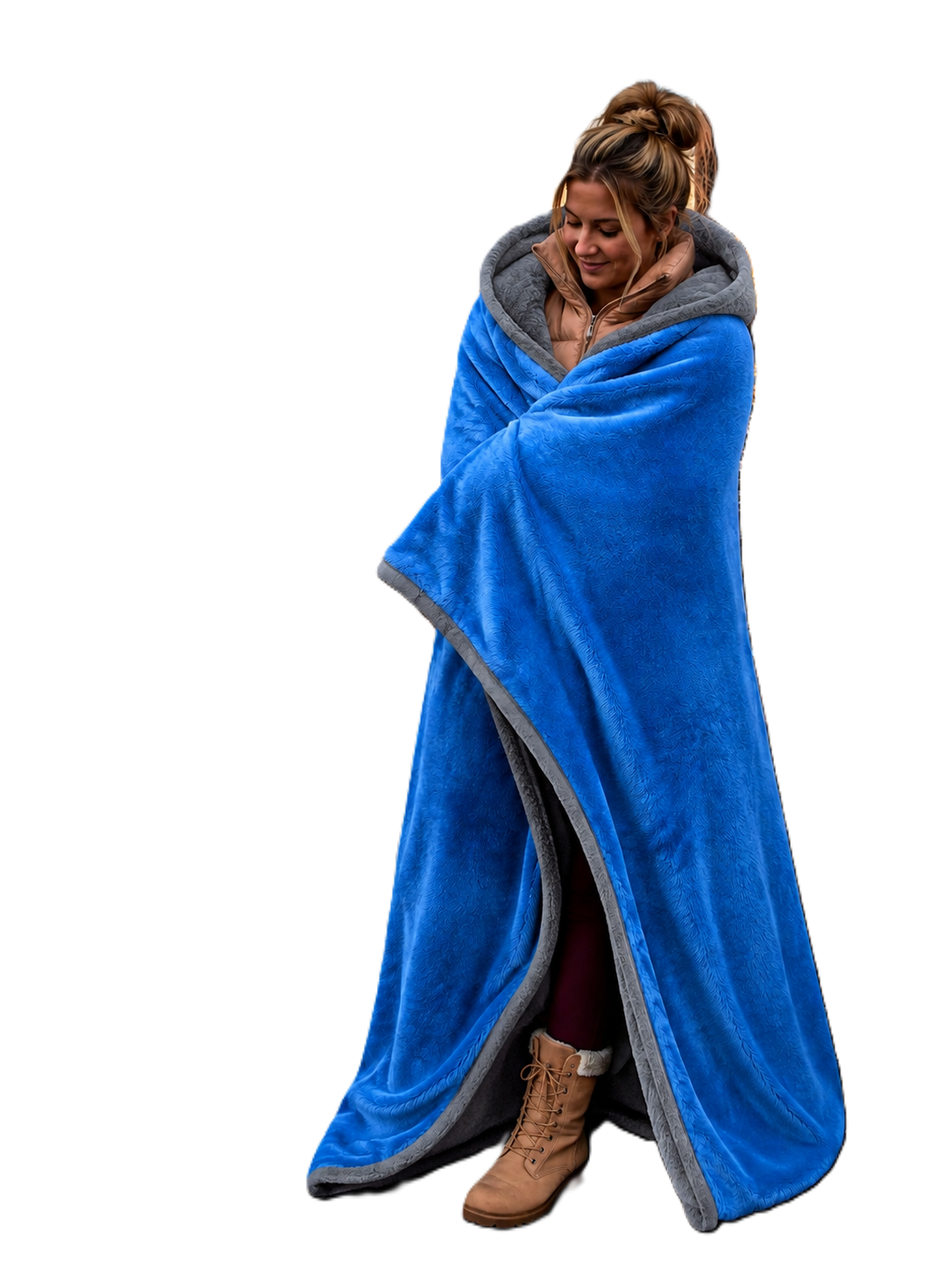 Blue and Sliver Faux Fur Stadium Blanket