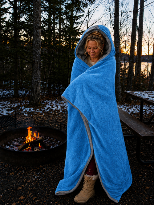 Blue and Sliver Faux Fur Stadium Blanket