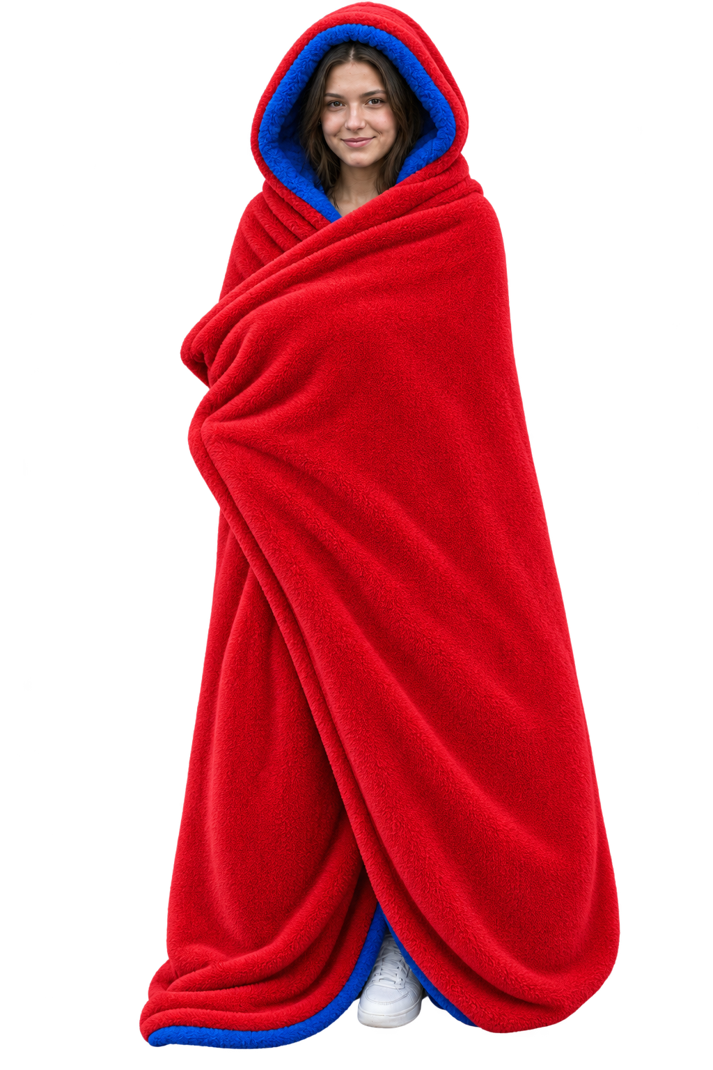 Blue and Red Polar Fleece Stadium Blanket