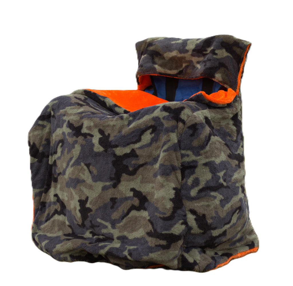 Orange Faux Fur with Camo Faux Fur