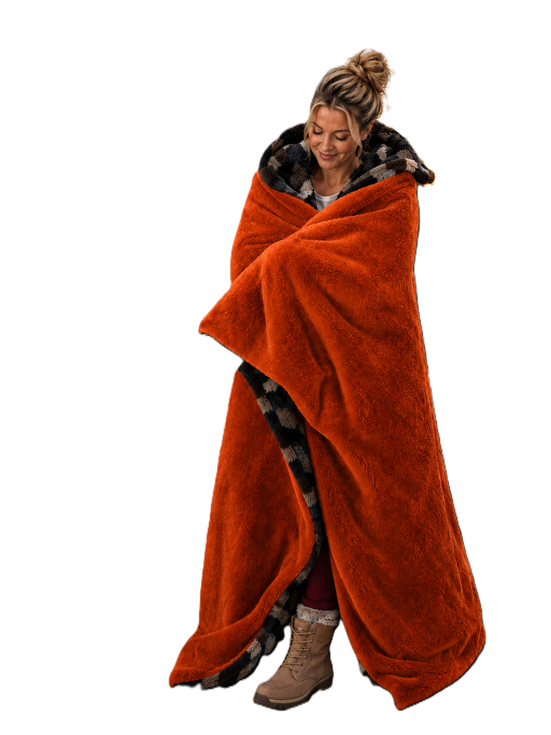 Camouflage and Orange Stadium blanket